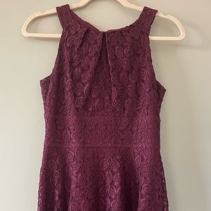 Worn Once! Size 0 Burgundy Flower Embroidery Dress